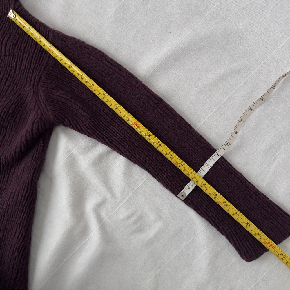 EILEEN FISHER | Italian Wool Blend Shawl Collar Cardigan Burgundy Plum | Size S - Picture 4 of 8